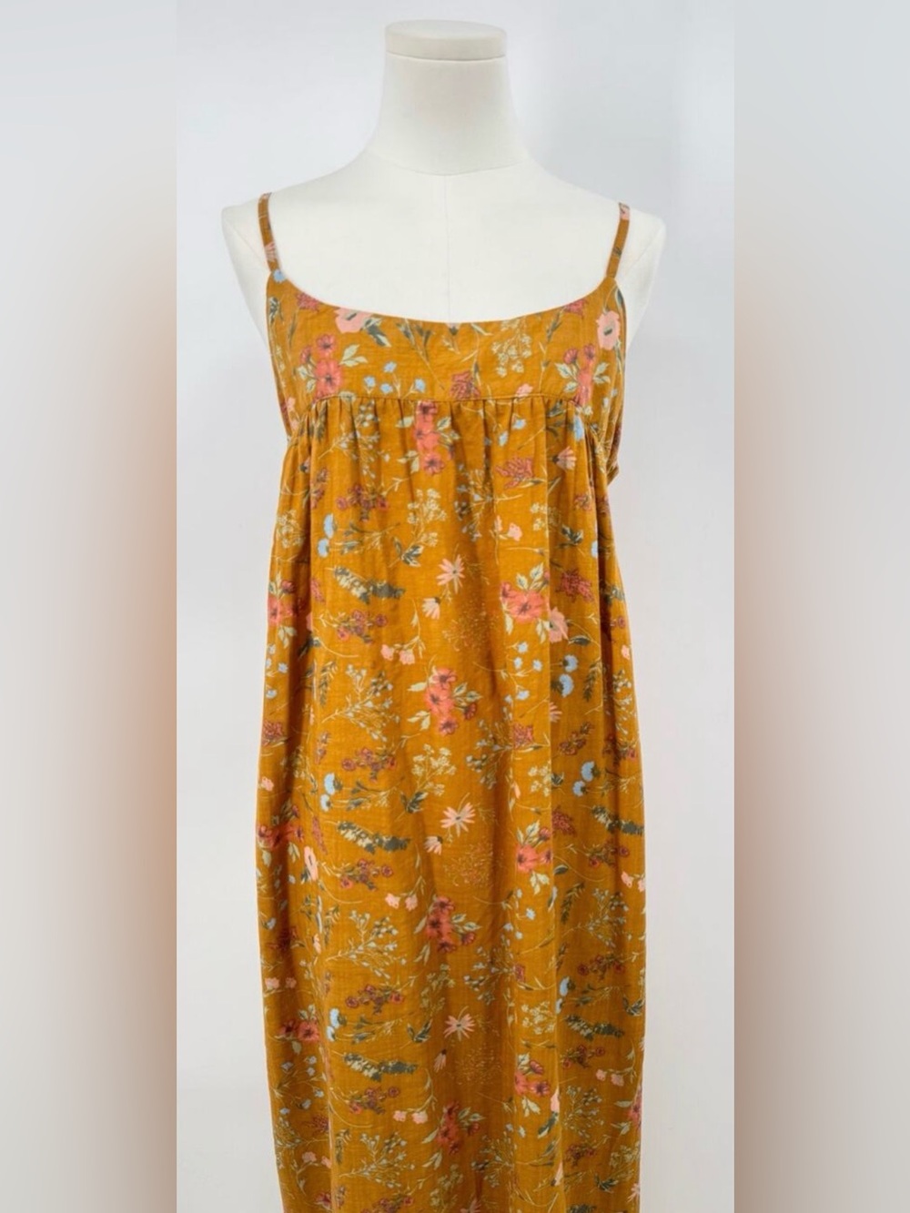 Natural Life Yellow Floral Maxi Dress Long Cottagecore Coastal Sleeveless XL